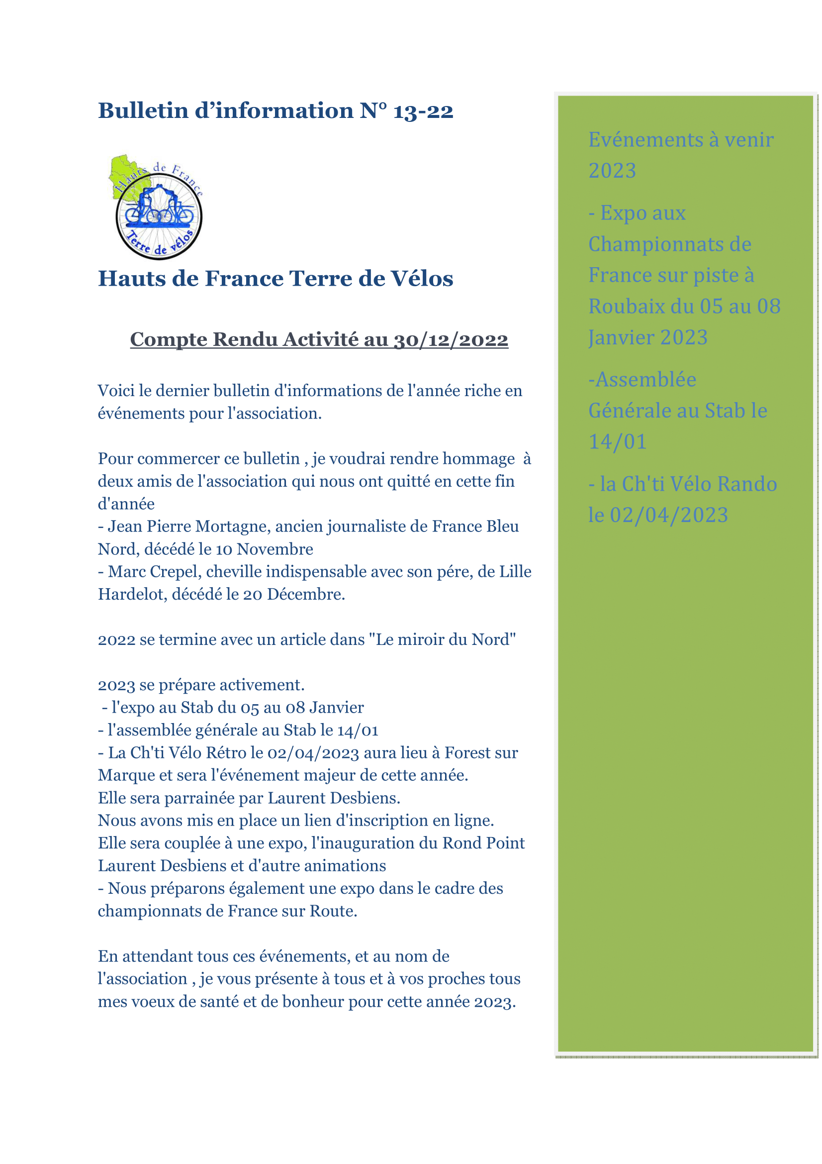 Bulletin information N°13-22-1